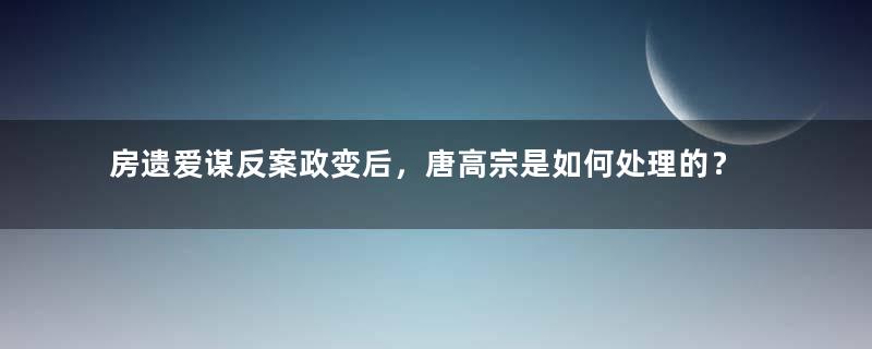 房遗爱谋反案政变后，唐高宗是如何处理的？