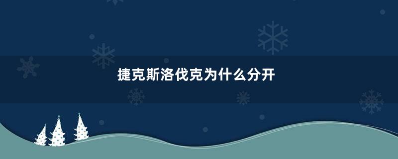 捷克斯洛伐克为什么分开