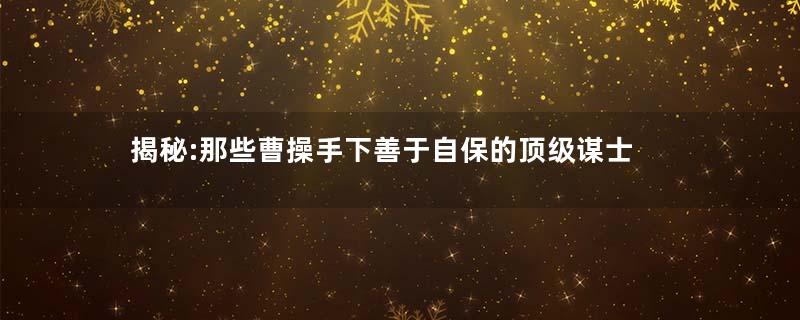 揭秘:那些曹操手下善于自保的顶级谋士