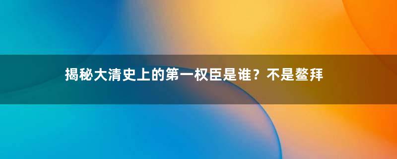 揭秘大清史上的第一权臣是谁？不是鳌拜