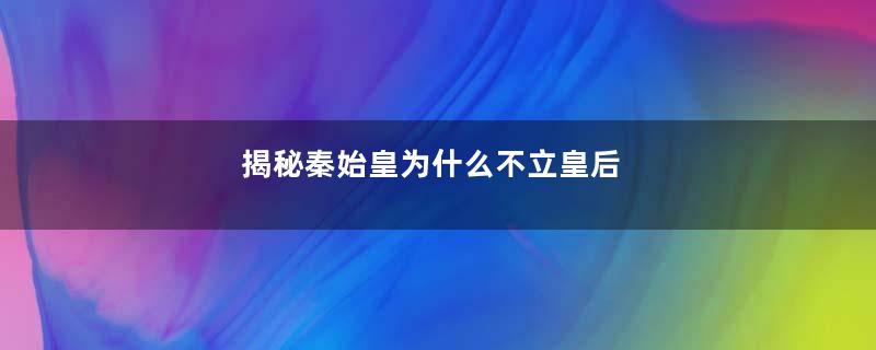 揭秘秦始皇为什么不立皇后