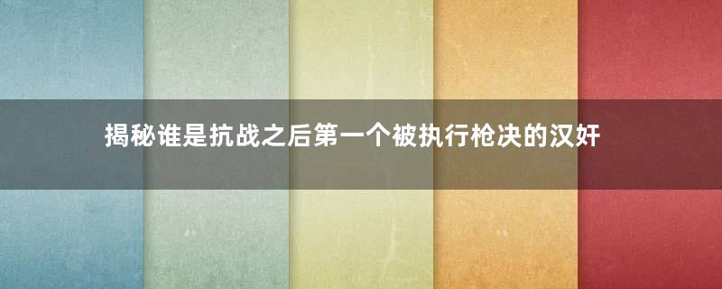揭秘谁是抗战之后第一个被执行枪决的汉奸
