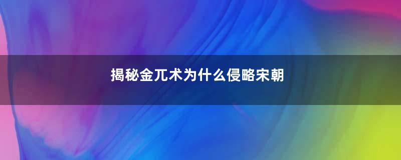 揭秘金兀术为什么侵略宋朝