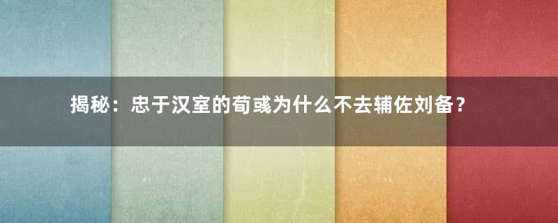 揭秘：忠于汉室的荀彧为什么不去辅佐刘备？