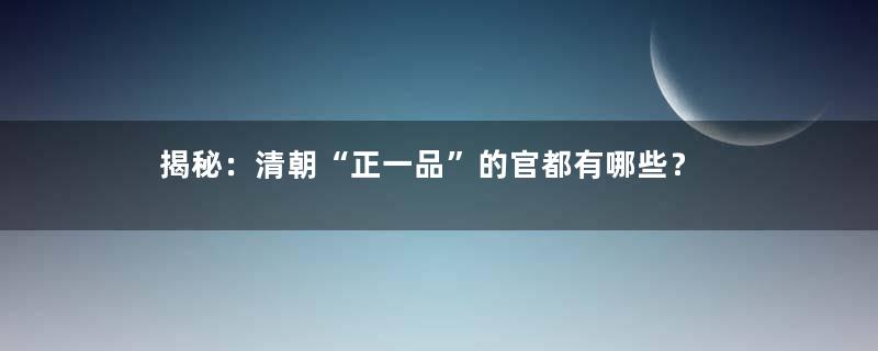 揭秘：清朝“正一品”的官都有哪些？