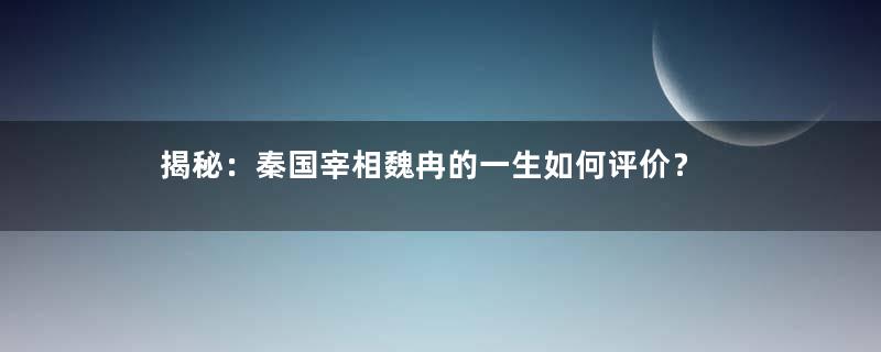 揭秘：秦国宰相魏冉的一生如何评价？