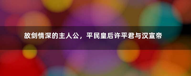 故剑情深的主人公，平民皇后许平君与汉宣帝的凄美爱请