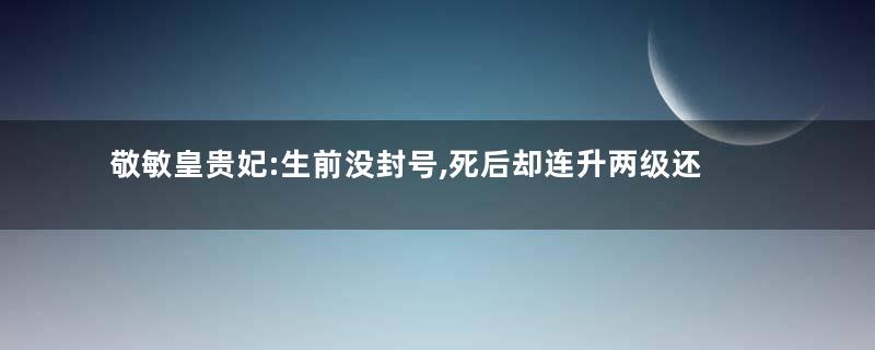 敬敏皇贵妃:生前没封号,死后却连升两级还附葬帝陵