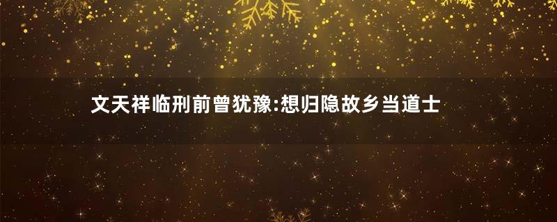 文天祥临刑前曾犹豫:想归隐故乡当道士