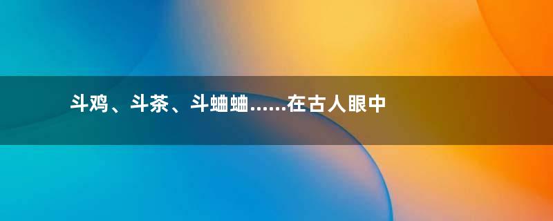 斗鸡、斗茶、斗蛐蛐......在古人眼中，万物皆可“斗”