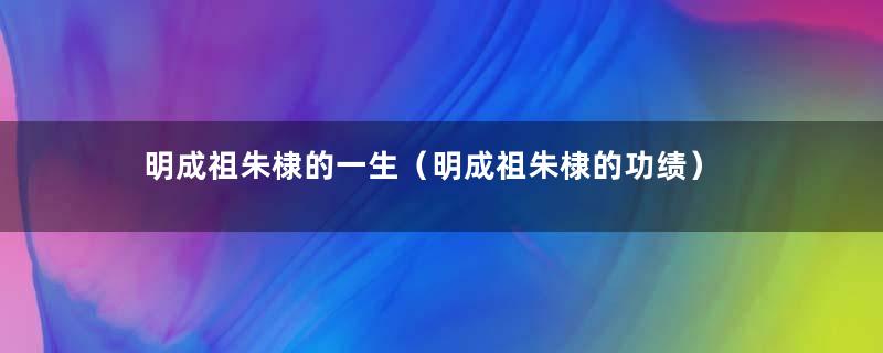 明成祖朱棣的一生（明成祖朱棣的功绩）