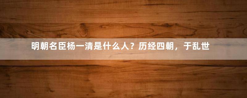 明朝名臣杨一清是什么人？历经四朝，于乱世中沉沦起伏