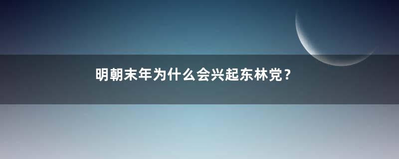 明朝末年为什么会兴起东林党？