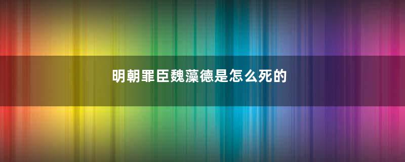 明朝罪臣魏藻德是怎么死的