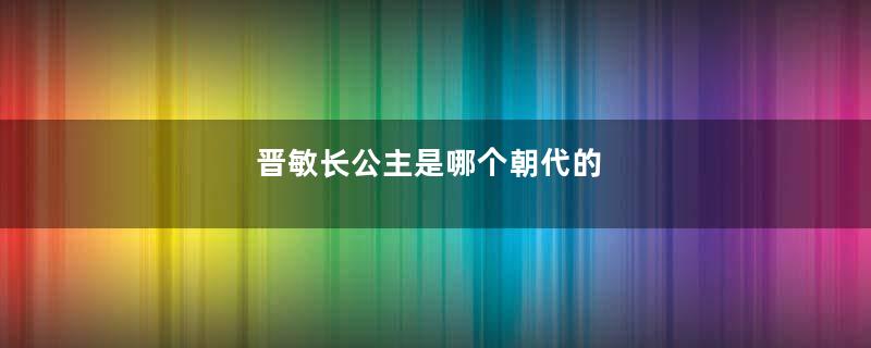 晋敏长公主是哪个朝代的