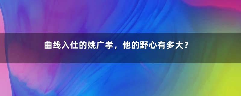 曲线入仕的姚广孝，他的野心有多大？