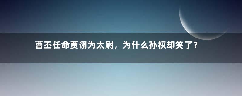 曹丕任命贾诩为太尉，为什么孙权却笑了？