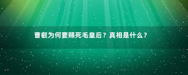 曹叡为何要赐死毛皇后？真相是什么？