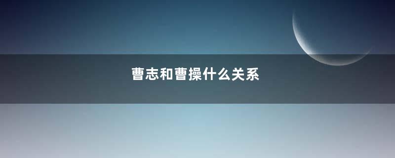 曹志和曹操什么关系