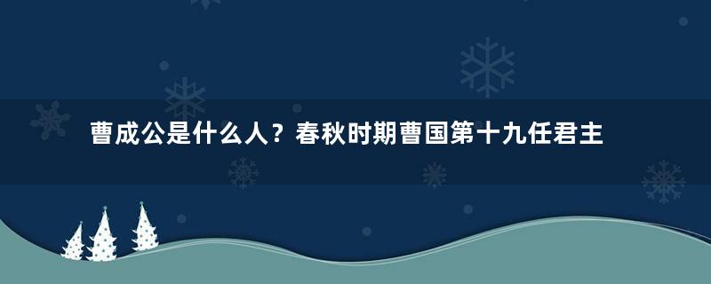 曹成公是什么人？春秋时期曹国第十九任君主