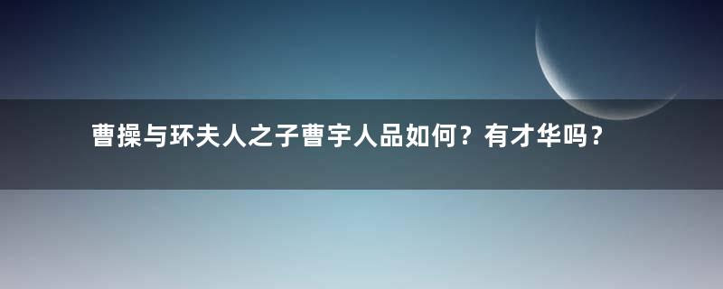 曹操与环夫人之子曹宇人品如何？有才华吗？