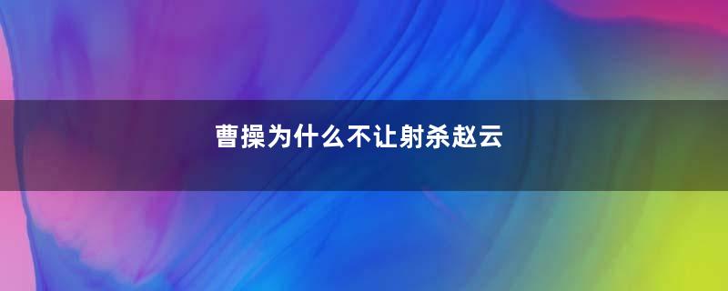 曹操为什么不让射杀赵云