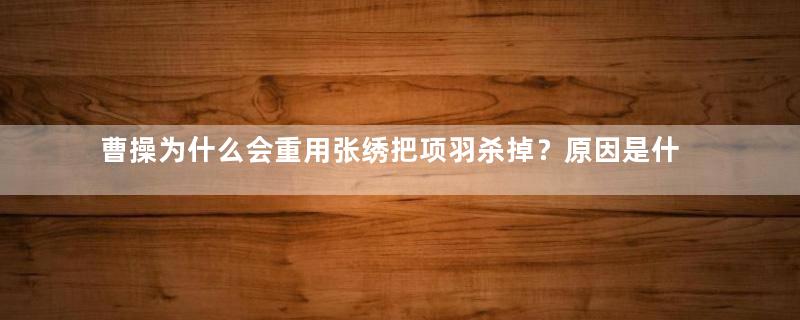 曹操为什么会重用张绣把项羽杀掉？原因是什么