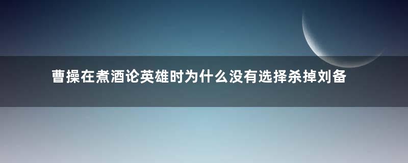 曹操在煮酒论英雄时为什么没有选择杀掉刘备还放虎归山？他是什么想法