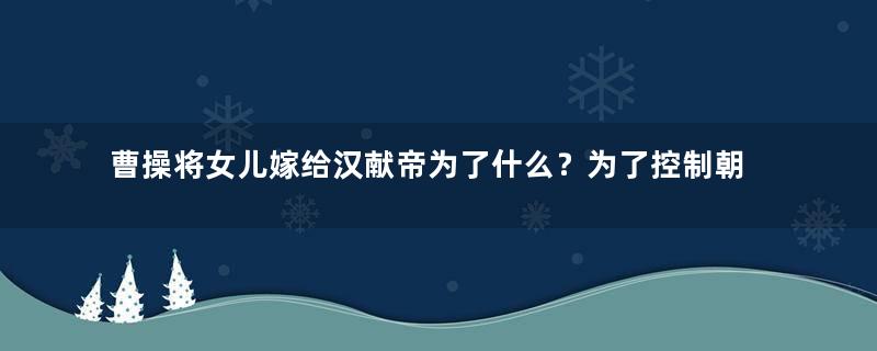 曹操将女儿嫁给汉献帝为了什么？为了控制朝廷？