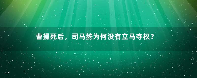 曹操死后，司马懿为何没有立马夺权？