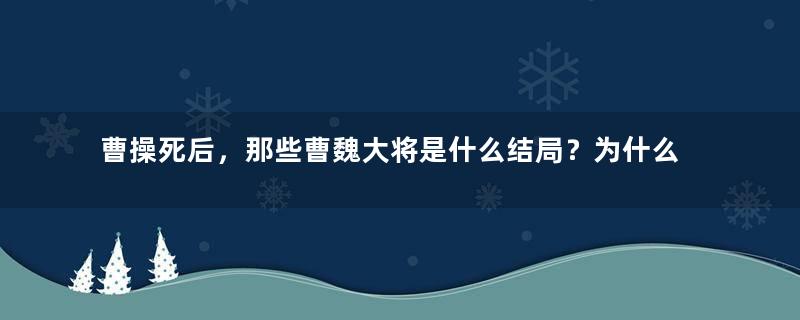 曹操死后，那些曹魏大将是什么结局？为什么会消失