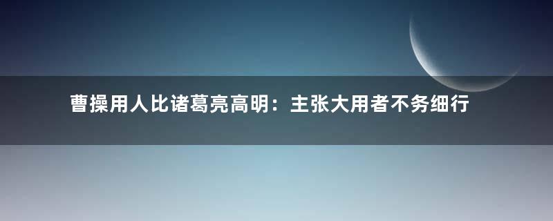 曹操用人比诸葛亮高明：主张大用者不务细行