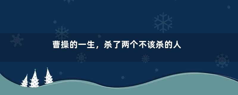 曹操的一生，杀了两个不该杀的人