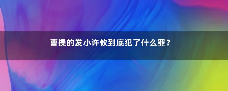 曹操的发小许攸到底犯了什么罪？