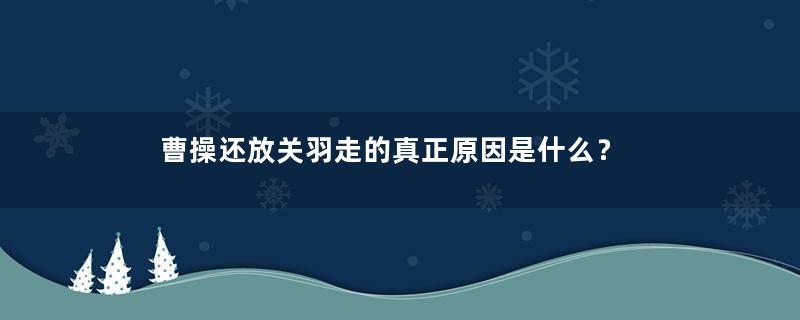 曹操还放关羽走的真正原因是什么？