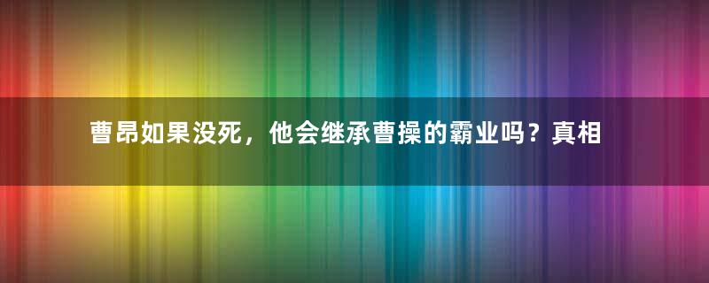 曹昂如果没死，他会继承曹操的霸业吗？真相是什么