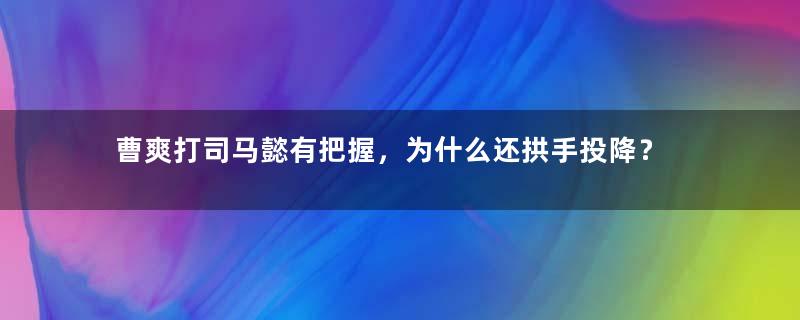 曹爽打司马懿有把握，为什么还拱手投降？