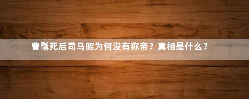 曹髦死后司马昭为何没有称帝？真相是什么？