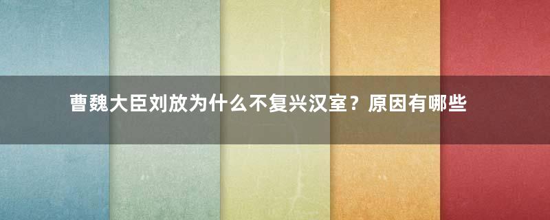 曹魏大臣刘放为什么不复兴汉室？原因有哪些？