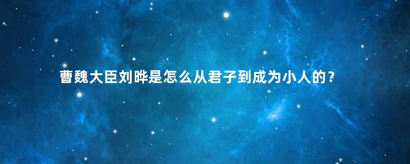 曹魏大臣刘晔是怎么从君子到成为小人的？