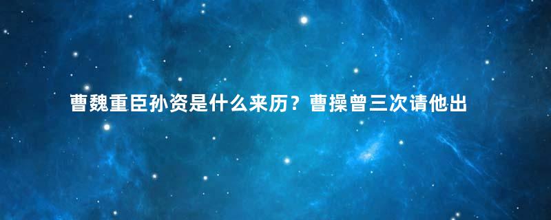 曹魏重臣孙资是什么来历？曹操曾三次请他出山，诸葛亮真正的死敌！