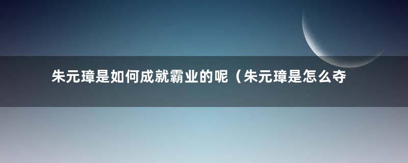 朱元璋是如何成就霸业的呢（朱元璋是怎么夺得天下的）