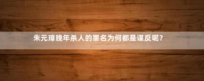 朱元璋晚年杀人的罪名为何都是谋反呢？