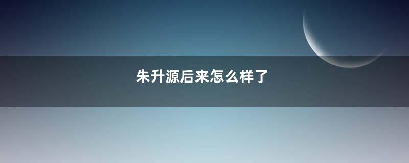 朱升源后来怎么样了