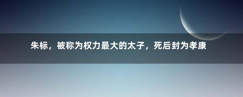 朱标，被称为权力最大的太子，死后封为孝康皇帝
