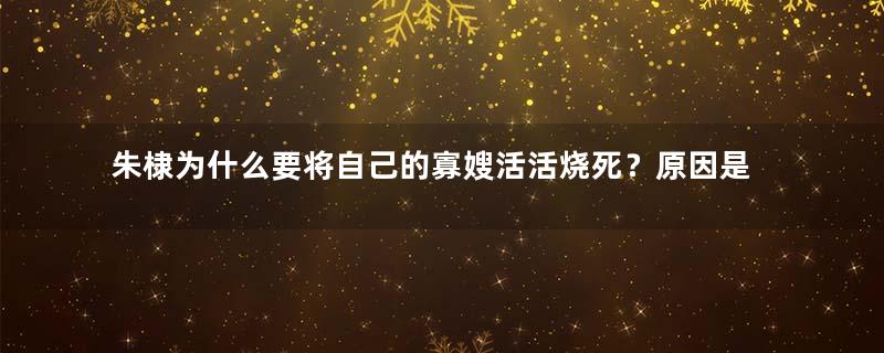 朱棣为什么要将自己的寡嫂活活烧死？原因是什么