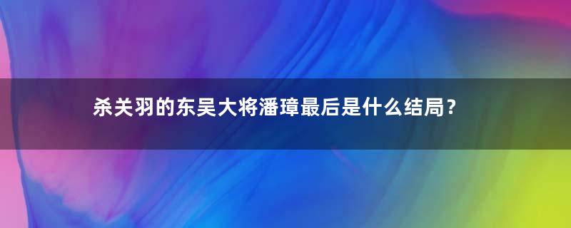 杀关羽的东吴大将潘璋最后是什么结局？