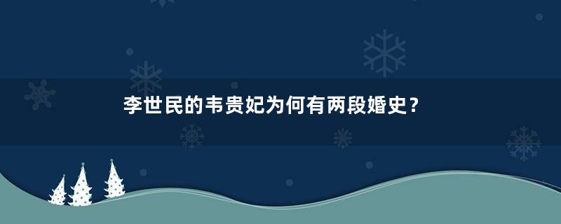 李世民的韦贵妃为何有两段婚史？