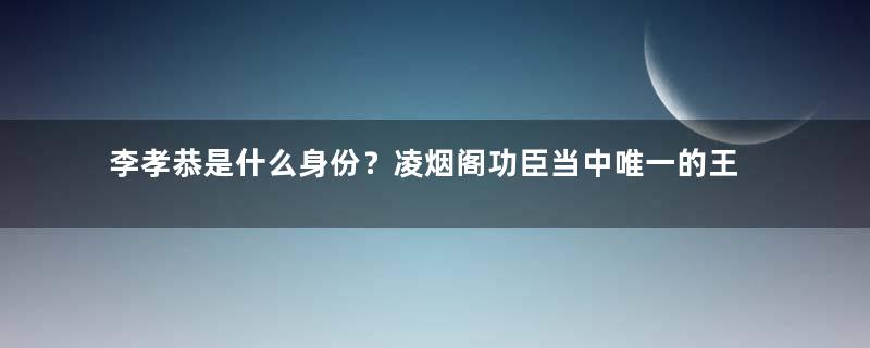 李孝恭是什么身份？凌烟阁功臣当中唯一的王爷