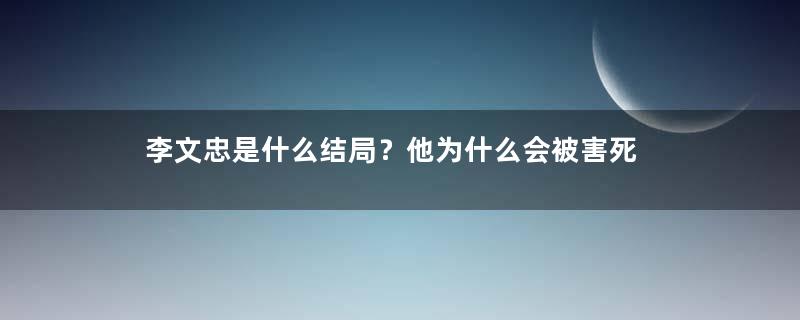 李文忠是什么结局？他为什么会被害死